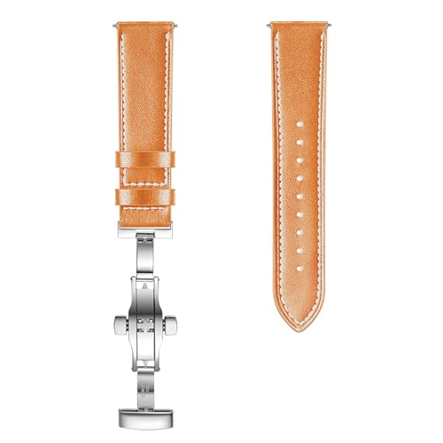 Image of ACM Watch Strap 20mm compatible with Compaq Q Watch Smartwatch | Luxury Leather Clasp Lock Belt Band
