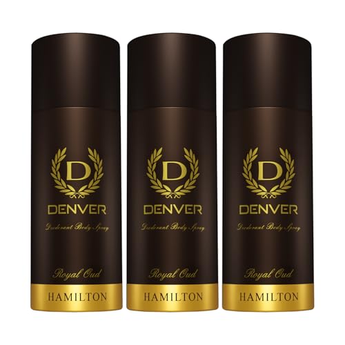 Image of DENVER Royal Oud Deodorant For Men - 150 ML Each, Pack of 3 | Long Lasting Deodorant Body Spray For Men