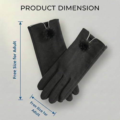 Image of Kraptick Women's Winter Woollen Gloves-Premium Thermal Fleece Lined Touchscreen Hand Warmer Gloves for Cold Weather, Cycling & Driving Soft Fur Cable Knit Elastic Mittens