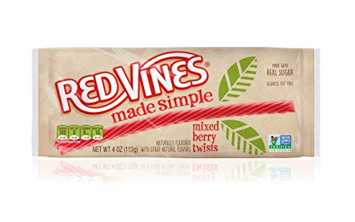 Red Vines Made Simple Licorice, Mixed Berry Flavored Twists, 4oz Tray (12 Pack), Soft & Chewy Candy, Assorted (50204)