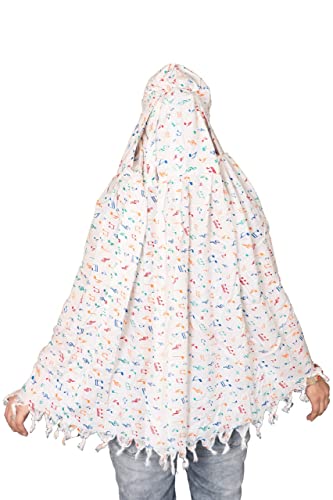 Image of SIXSIGMA Cotton Long Scarf Cum Mask scarves Usable for vehicle Driver | White Printed Design | Universal Size | For Girl & Women | Breathable Sun Protection Light Weight
