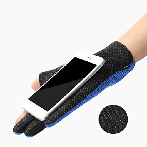 CLISPEED 1 par Luvas de Pesca Antiderrapante Luvas Sem Dedos Duplas Protetor de Dedo para Pesca (Azu