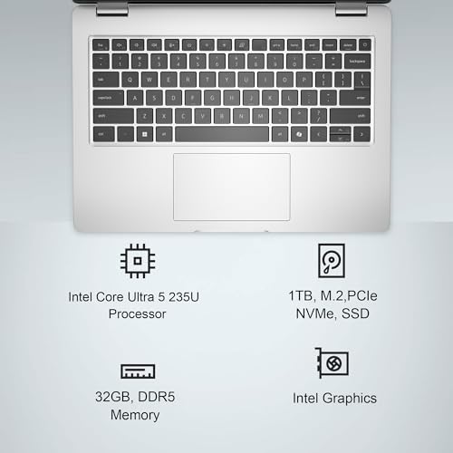 Image of Dell Pro 14 PC14250 Business Laptop, Intel Ultra 5 235U, 32GB DDR5, 1TB SSD | Next Gen Latitude 5450, 14 inch FHD+ Anti-Glare, AI PC, 12-Core, > Ultra 7 165U, IR Webcam, Backlit, Thunderbolt 4, Win 11 Pro
