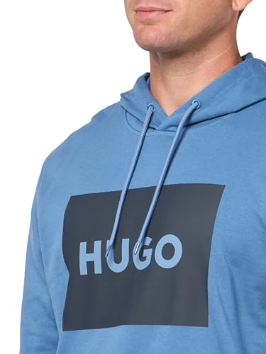 HUGO Men's Regular Fit Square Logo Hooded Jersey Sweatshirt3