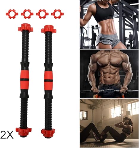2 x Dumbbell Bars 40cm - Adjustable Weight Dumbbell Bar Set with Collars, Steel & ABS Construction for Home Gym Strength Training, Bodybuilding & Fitness (Black & Red) - Image 5