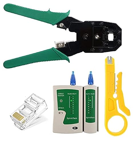 FEDUS Network Wire Stripper,100PCS RJ45 CAT5 CAT5e Connectors,Cable Tester RJ45 Crimp Tool kit CAT5 Cat5e Crimping Tool Crimp Crimper