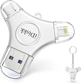 iDiskk 128GB Photo Stick for iPhone/iPad 3 in 1 USB-C iPhone memory Stick with MFi Certified,iPhone Storage iPad Back up USB Flash drive work with iOS TYPE-C mobiles PCs Mac