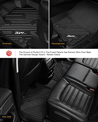 3W Floor Mats Compatible For Ford Edge 2015-2023, Tpe All Weather Custom Fit Ford Edge Floor Liner, 1St & 2Nd Row Full Set Car Accessories, Black #TOP2