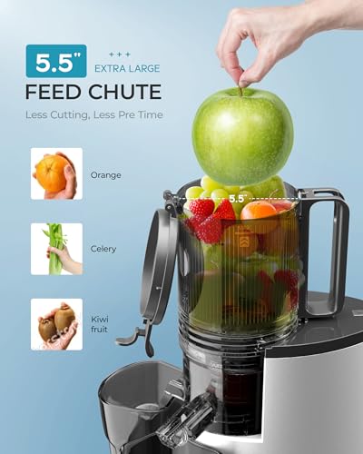 Image of EUHOMY Cold Press Juicer, 5.5 inch Large Feed Chute Juicer Machines