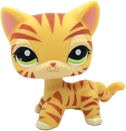 Keqijiaju Rare 1451 Juguetes para mascotas, amarillo, naranja, tigre, gato, gatito, gatito, ojos verdes, figura de animal, regalo