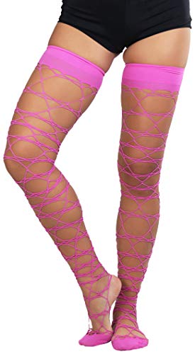 Image of ToBeInStyle Women's Multi-Strand Large Diamond Fence Net Thigh High Stockings