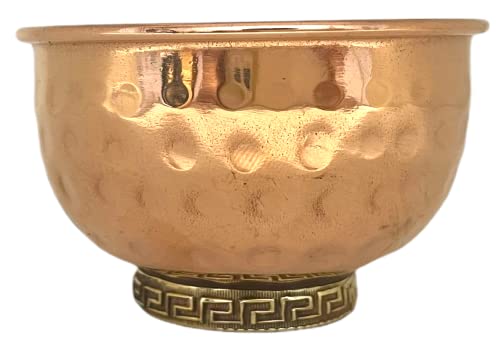 Crystalo Copper Offering Bowl 3 Inch Diameter - Altar & Ritual Use Incense & Smudging Bowl Hand Hammered