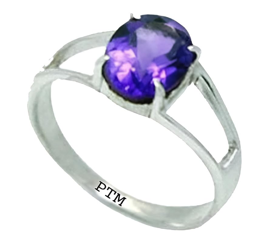 PTM 925 Sterling Silver Amethyst/Kathela 3.25 to 10.25 Ratti or 3.00 to 9.50 Carat Astrological Real Gemstone Bis Hallmark Ring for Men & Women