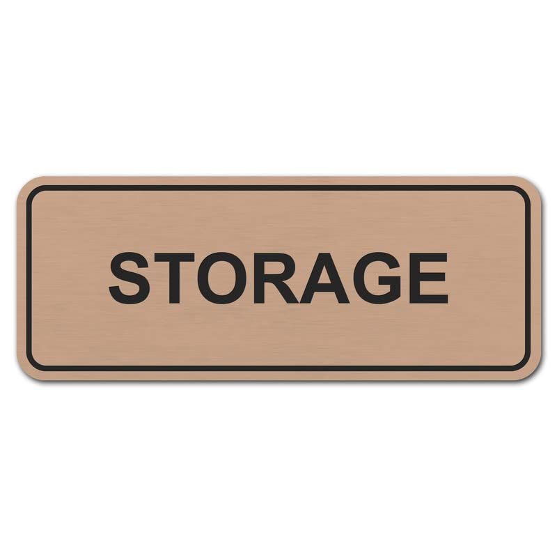 Ten Four Distributions Storage Brushed Aluminum Restroom, Bathroom, Business Door/Wall Signs Copper 8x3