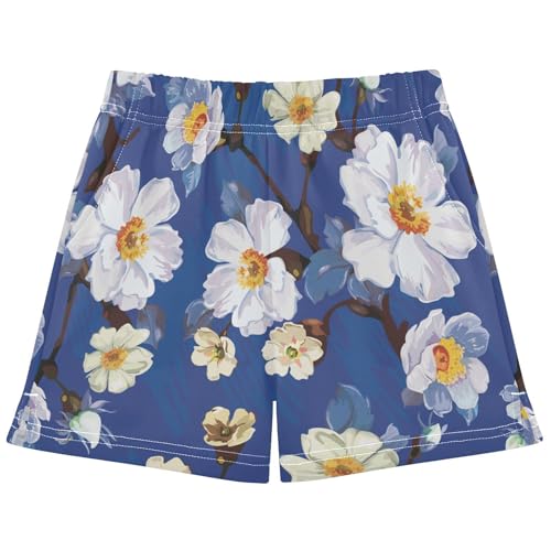 pnyoin Girl's Shorts Art Painting Floral Athletic Running Shorts with Pockets Size 12-13t Multi