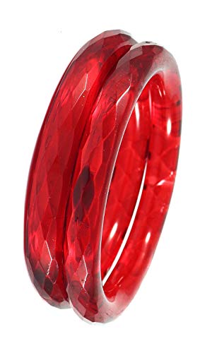 Image of NMII Traditional Glass With Diamond Cutting Pattern Glossy Finished Stylish Kada Set For Women And Girls | Crystal Glass Kada Bangles Set For Wedding, Festive