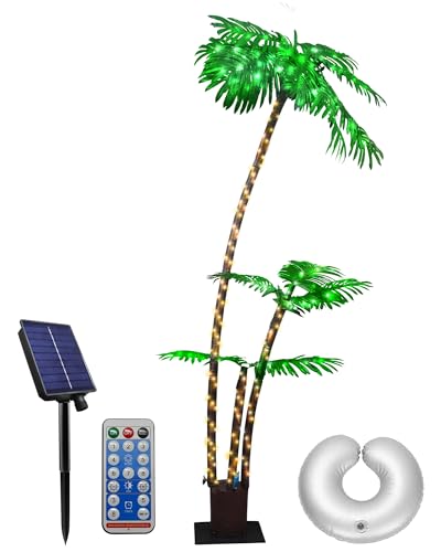 Solar Lighted Palm Tree 6FT Artificial Palm Tree with 219LED...