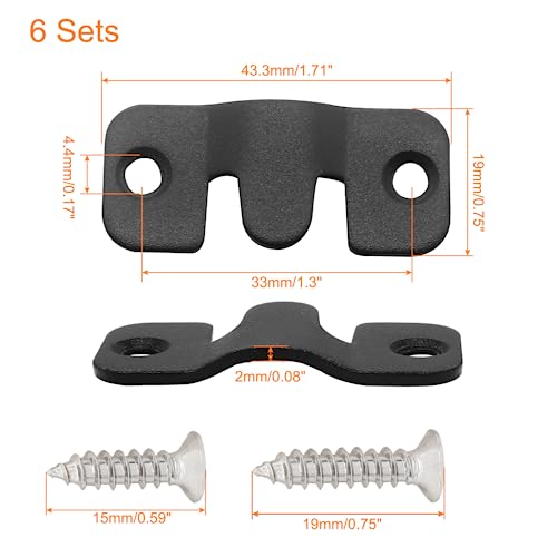 Image of 6 Pairs Flush Mount Bracket, 44 x 19mm Interlocking Photo Frame Hangers, Stainless Steel Picture Hooks Z Clip Bracket Interlock Hanging Buckles for Picture Display (Black, 6 Sets)