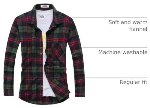 Image of OCHENTA Men's & Boys' Long Sleeve Button Down Plaid Flannel Shirt