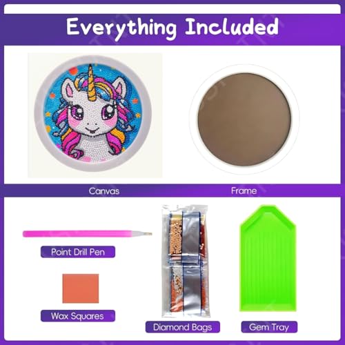 Image of PLUSPOINT 5D Diamond Gem Kits for Kids with Frame Diamond Arts and Crafts for Kids Ages 6 8 10 12 Gem Art Painting Kit Unicorn Crafts Unicorn Diamond Painting Kits for Girls