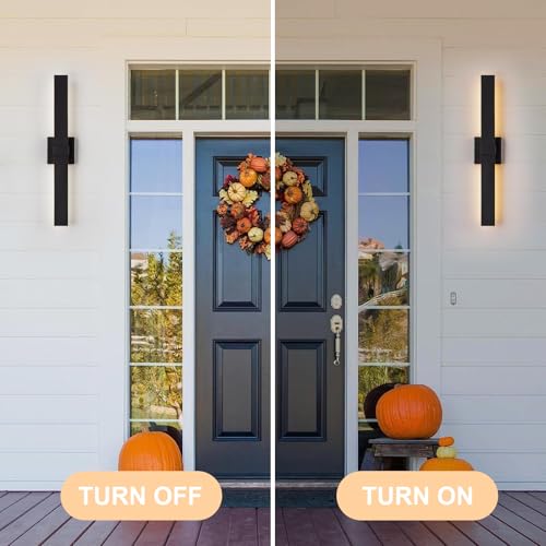Image of 2-Pack Modern Outdoor Wall Light Exterior Black LED Patio Wall Light Fixture 27.2 inch Exterior Wall Sconce Outdoor Porch Lights for House