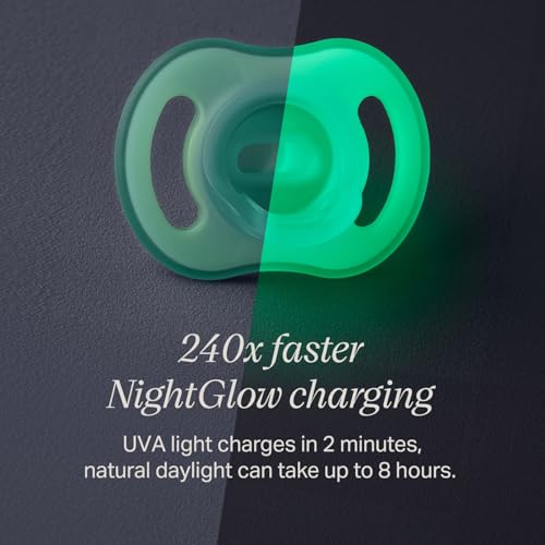 Image of Tommee Tippee NightGlow Pod with 0-6 Month Ultra-Light NightGlow Pacifier, Charge Glow in the Dark Pacifiers in 2 Minutes, Portable UVC Paci Sterilizer, Adjustable Strap, AA Battery or USB Powered