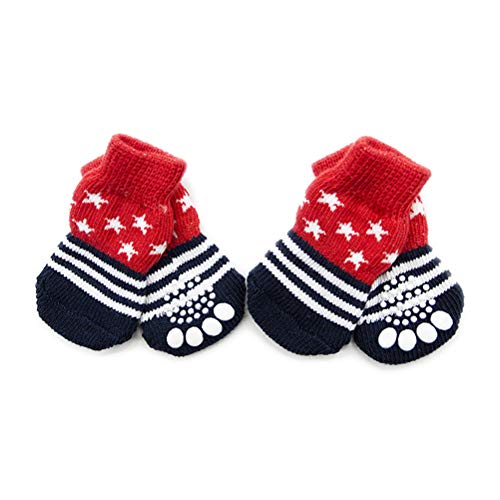 Roupas de verão para cachorros- 4pcs meias quentes anti- derrapantes Adorable Star Meias Pet meias d