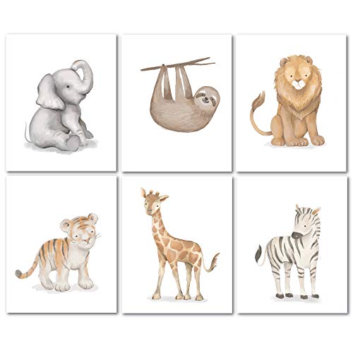 Image of Lambs & Ivy Watercolor Safari Jungle Animals Unframed Nursery/Child Wall Art