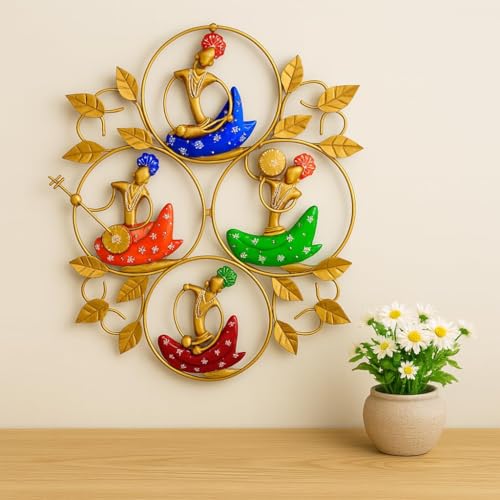 Image of Bharat Art Metal Iron 4 Anti Musicians B Frame Decorative Wall Art Decor for Home Bedroom Living room Office Cafe Decorative | Elegant Artistic Showpiece Sculpture | Gift Item | 24x1x20 Inch | W181 (B)