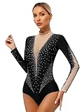 Le justaucorps de danse pour femme est orné de strass qui scintillent sous la lumière pour égayer n'importe quelle performance