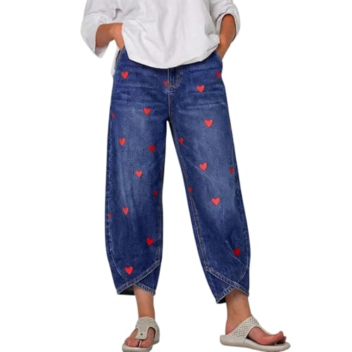 Pantalon en jean baggy pour femme à taille haute et jambe large décontracté