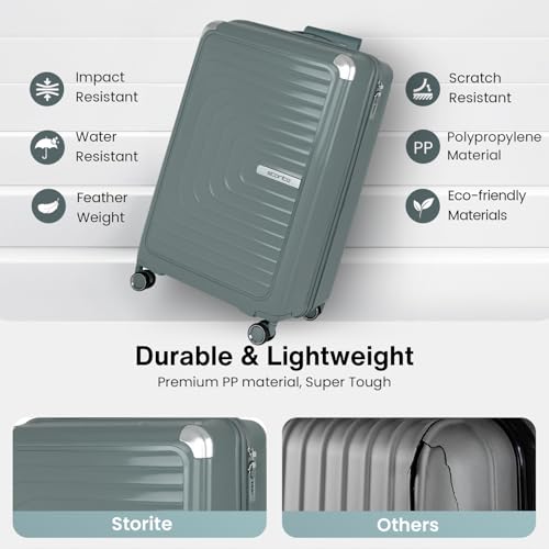 Image of Storite Trolley Suitcae Bag Hard-Sided Polycarbonate with TSA Lock & 8 Durable Double Side Wheel Lightweight for Travel (Cabin - 20 Inch)