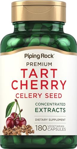 Piping Rock Tart Cherry and Celery Seed Capsules | 180 Count | Concentrated Extract | Vegetarian, Non-GMO, and Gluten Free Supplement