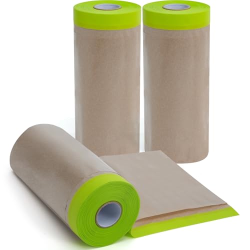 Image of ADHES Pre-Taped Masking Paper for Painting 12in x 50ft x 3rolls