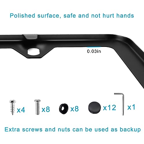 Lrokimg LICENSE PLATE FRAMES Black, 2Pcs 4 Hole License Plate Holders, License Plate Frame Stainless Steel thumb #3