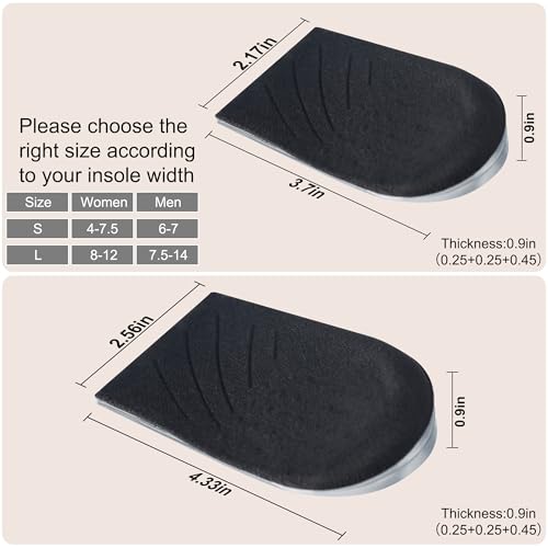 Image of Heel Wedge Silicone Insoles, 2 Pairs 3 Layers Medial & Lateral Corrective Adhesive Shoe Inserts for Foot Alignment, Knock Knee Pain, Bow Legs, Osteoarthritis, Large, Black