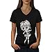 wellcoda Non Morti Marionetta Donne T-Shirt con Scollo a V Raccapricciante T-Shirt Grafica