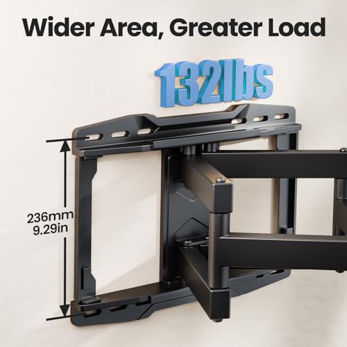 USX STAR UL Listed Full Motion TV Wall Mount Bracket for Most 37-90 inch TVs, Swivel Tilt Extension Level TV Mount, Max VESA 600x400mm, Holds up to 132lbs & 16" Wood Studs with Hole Drilling Template - Image 4