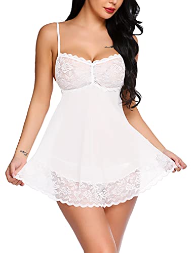 Avidlove Babydoll de renda lingerie sexy mini camisola de malha de casamento camisola de noiva, Bran