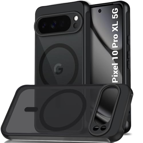 Image of TheGiftKart Hybrid Matte Frosted Translucent Back Cover Case for Google Pixel 10 Pro XL Compatible with MagSafe | Shockproof Design | Camera Protection Module | Hard Case Cover (PC & TPU, Frost Black)