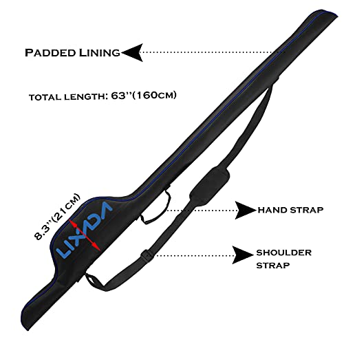 image for LIXADA 63 Inch Fishing Rod Bag Portable Fishing Rod Reel Protective Ca
