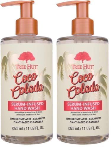 Image of Tree Hut Coco Colada Serum Infused Hand Wash, Nourish & Hydrate Hands with Strengthening Skin Care, Long Lasting Scent, Cleanse & Lock in Moisture, 11 fl oz. (Pack of 2)