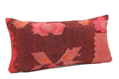 Kilimwarehouse Handmade Turkish Kilim Pillow 10x20 Boho Throw Pillow Vintage Wool Ethnic Home Decor Oriental Cushion Cover