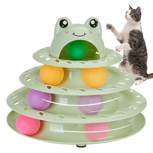 Gefryco Cat Toys 4-Tier Roller Track, Turntable Cat Tower Toy wit...