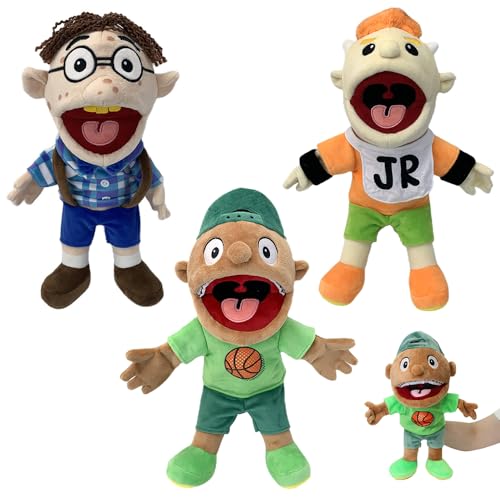 Dhqkqg 3 Pcs Jeffy Puppet Plush Toy Doll, 40cm Jeffy Hand Puppet for Play House, Mischievous Funny Puppets Toy with Working Mouth, Sml Puppets Soft Plush Toy for Party Role-Playing