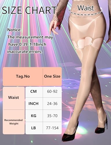 Image of FEOYA Women's Oil Shiny Lace Top Garter Pantyhose with Shimmer Thigh High Stockings Suspender Tights Hosiery (No Thong)
