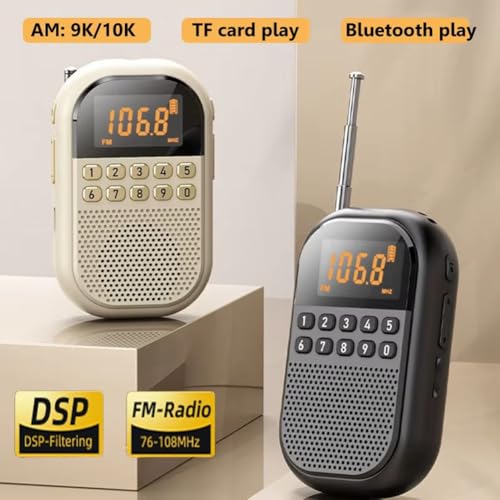 Radio de bolsillo para mayores con pantalla LCD grande y altavoz Bluetooth 6