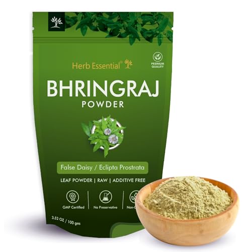 Image of Herb Essential Bhringraj Powder 100g | Pure Herbal Hair Care Powder for Strong Healthy Hair & Scalp Nourishment | Natural Ayurvedic Hair Pack