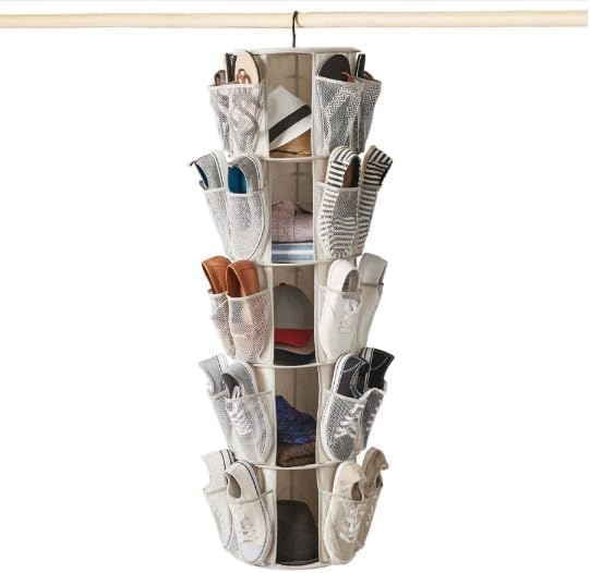 5-Tier 40-Pocket Canvas Carousel Organizer, Hanging Closet Storage