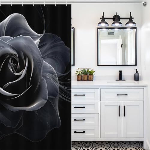 Rose rideau de douche imperméable 60x72Inch lavable et durable
